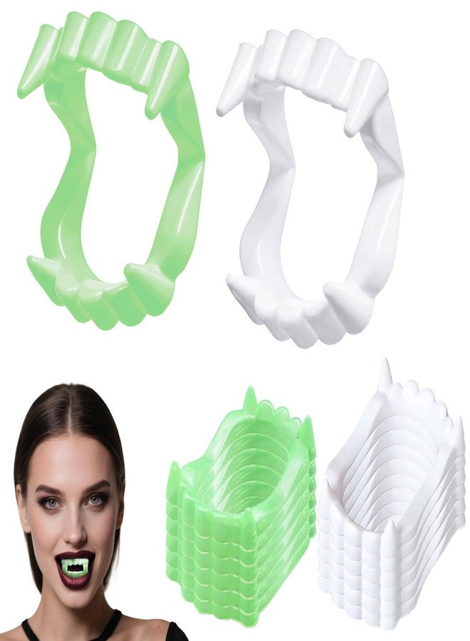 GRITOSE 12 Pcs Halloween White Teeth Fangs Vampire Teeth Funny Cosplay Plastic Decor, Party Gift for Women Men Food Accessories（6pcs White，6pcs Luminous） - Image 1